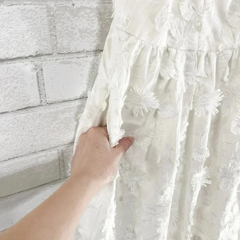 Gal Meets Glam for Anthropologie White Boho Trudy Embroidered Dress Size 10 - Picture 10 of 13